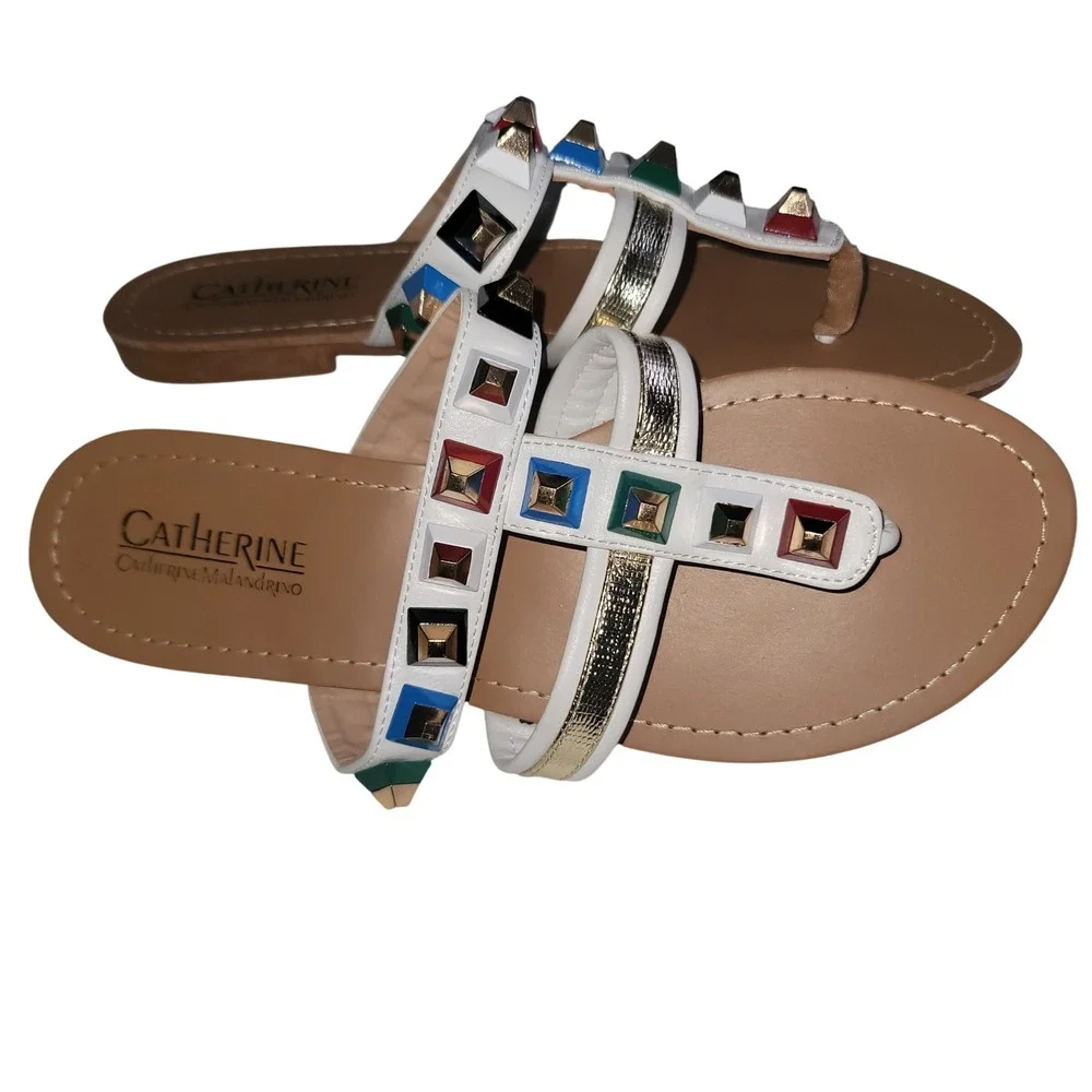 Catherine Malandrino‎ Studded Thong Sandal 10 Women Boho Beach Festival Resort